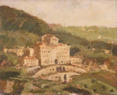 Vista de Villa Aldobrandini - Frascati - Pintura al óleo de Franco Marzilli - Años 70