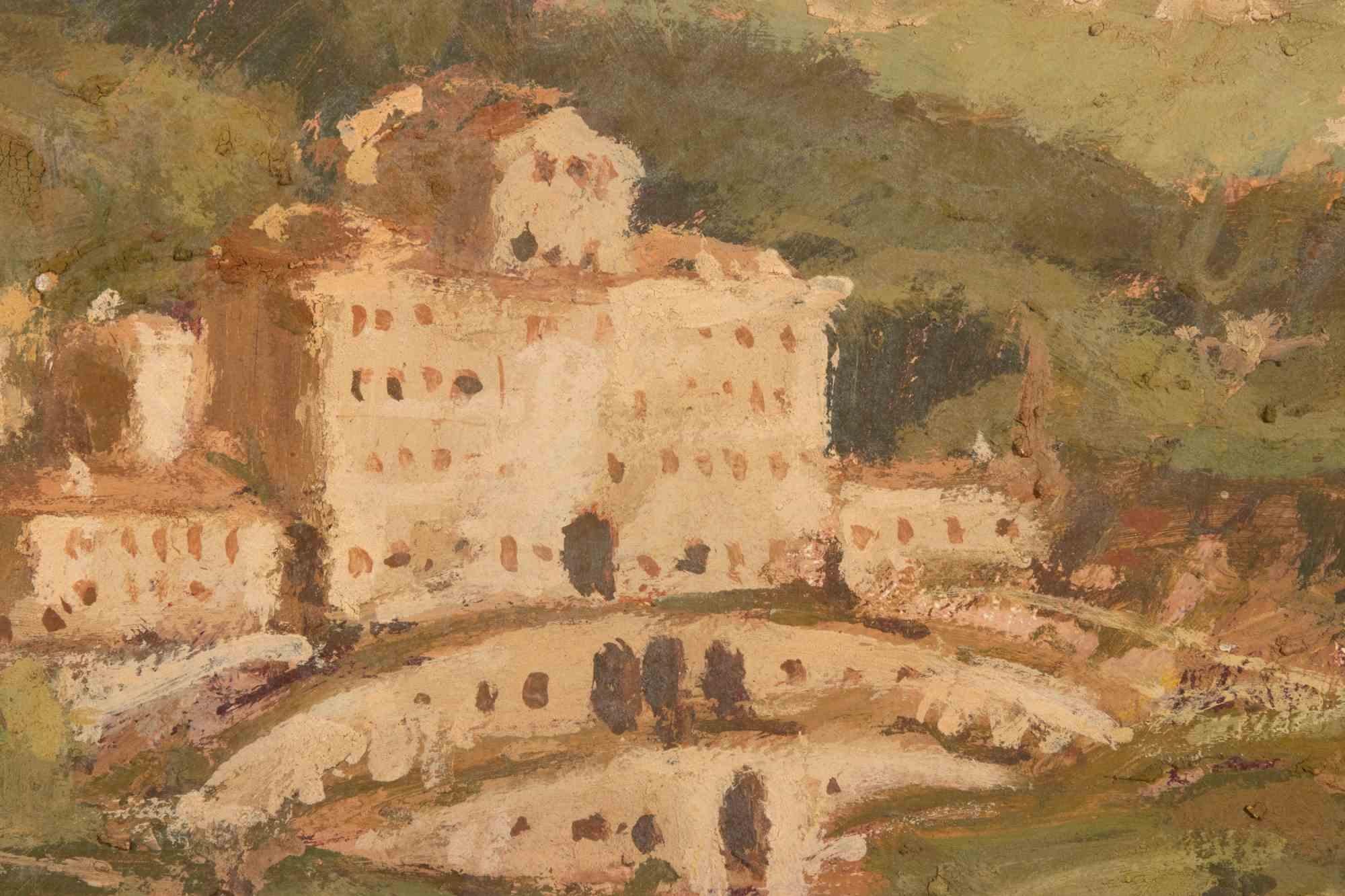 Vue de la Villa Aldobrandini - Frascati - Peinture à l'huile de Franco Marzilli - 1970 en vente 2