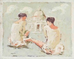 White Ballerinas - Oil Painting by Franco Marzilli - 1970s