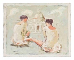 White Ballerinas - Oil Painting by Franco Marzilli - 1970s