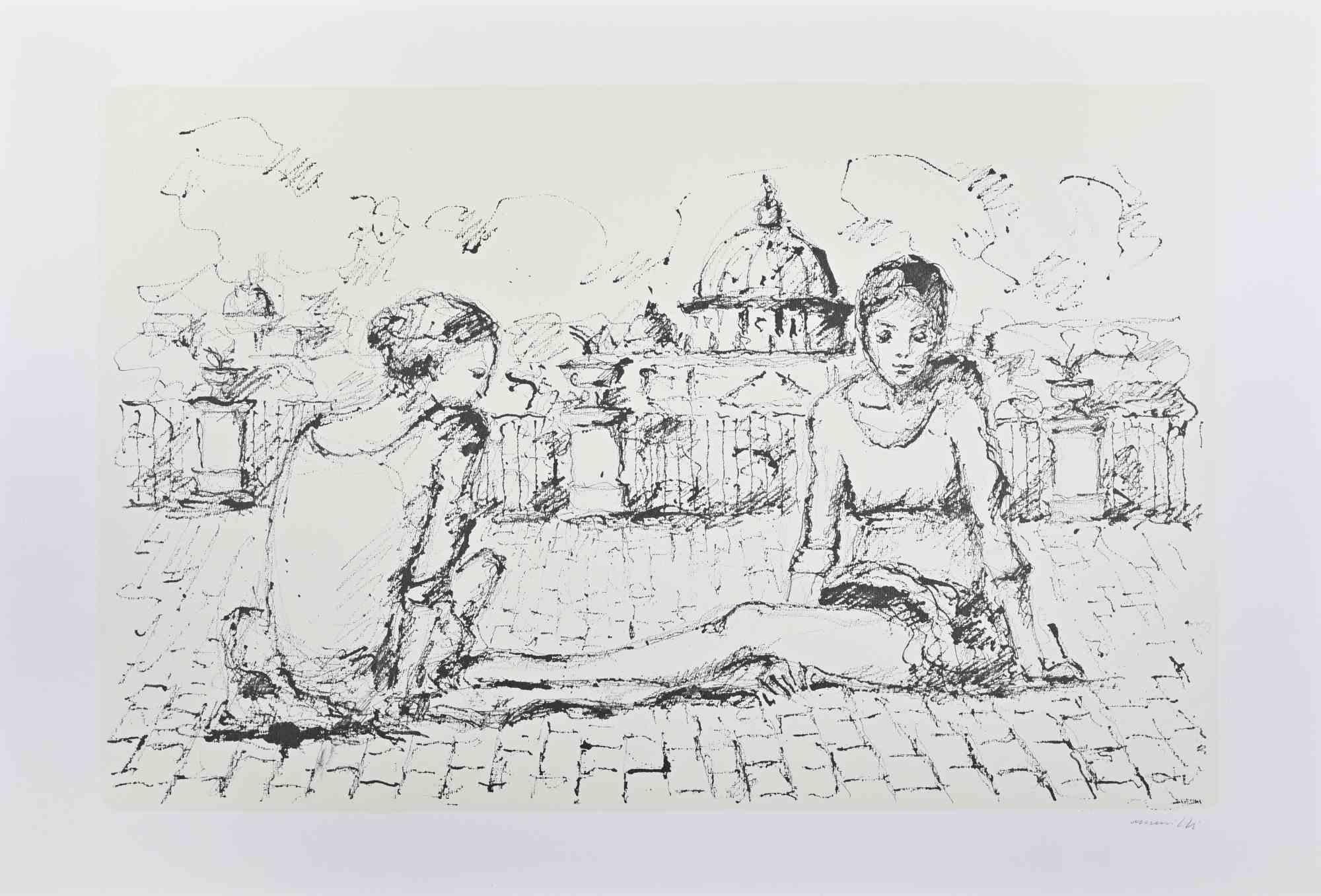 Lithograph realized by Franco Marzilli in 1980s.

Hand signed lower right.

Not numbered.