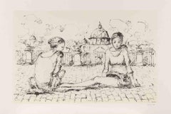 Ballerines - Lithographie de Franco Marzilli - années 1980