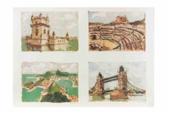 Paesaggi italiani - Litografia di Franco Marzilli - Anni '80