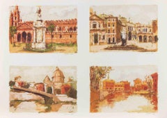 Italienische Landschaften - Lithographie von Franco Marzilli - 1980er Jahre