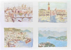 Italian Landscapes - Lithograph by Franco Marzilli - 1980s