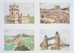 Italian Landscapes - Lithograph by Franco Marzilli - 1980s