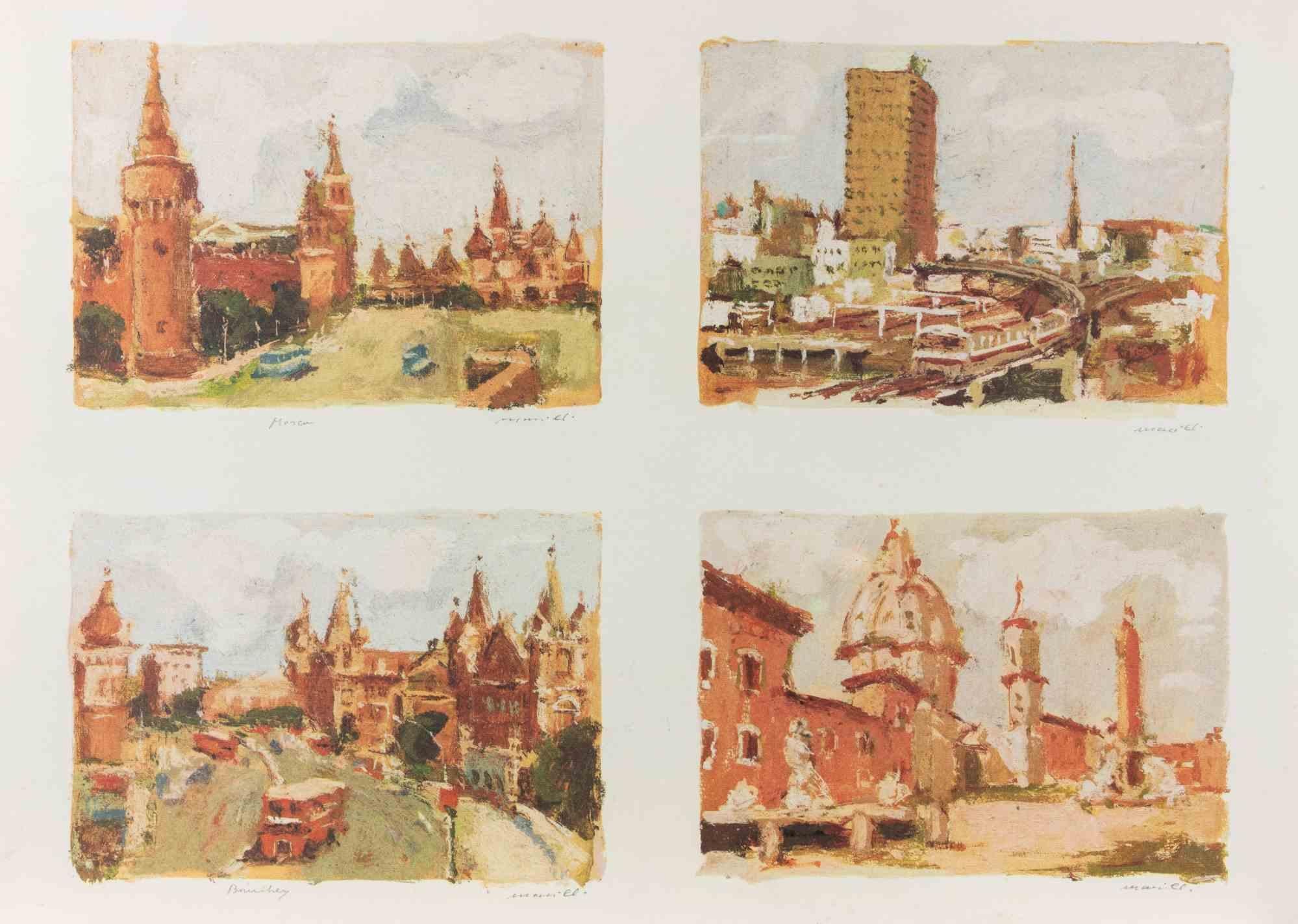 Lithograph on wove paper, realized in 1980s.

Hand signed under each image.

Excellent condition.


In Vedute italiane, Franco Marzilli pays homage to the timeless charm of Italy’s urban and architectural heritage through a harmonious sequence of