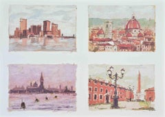 Italian Landscapes - Lithograph by Franco Marzilli - 1980s