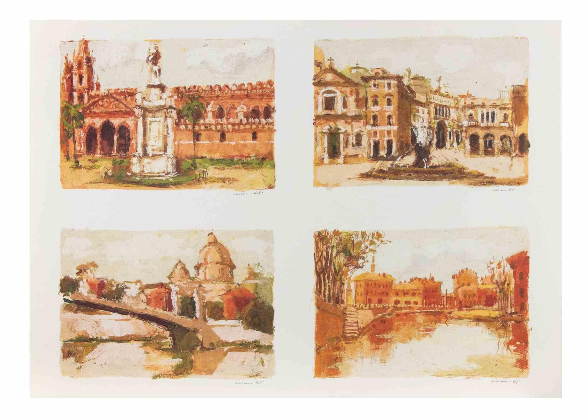 Italian Landscapes - Lithograph by Franco Marzilli - 1980s