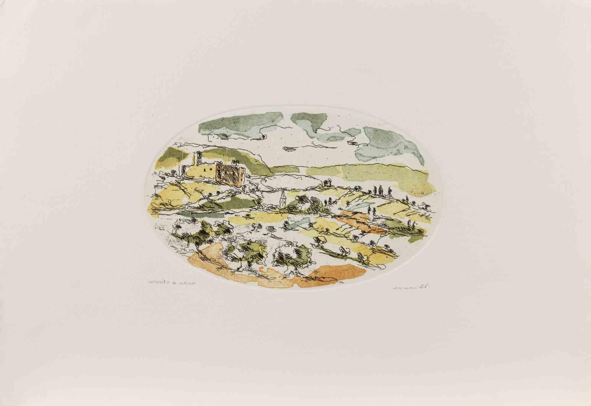 Landscape - Etching by Franco Marzilli - 1980s