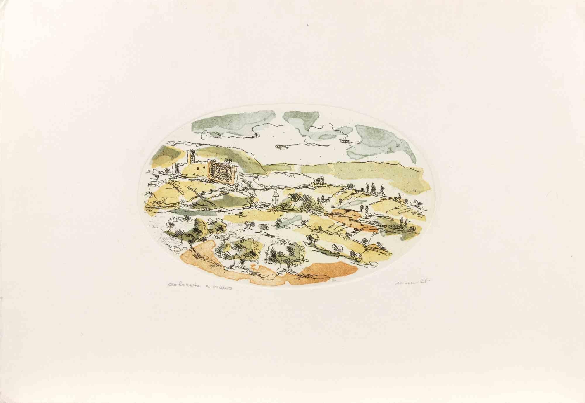 Landscape - Lithograph by Franco Marzilli - 1980s