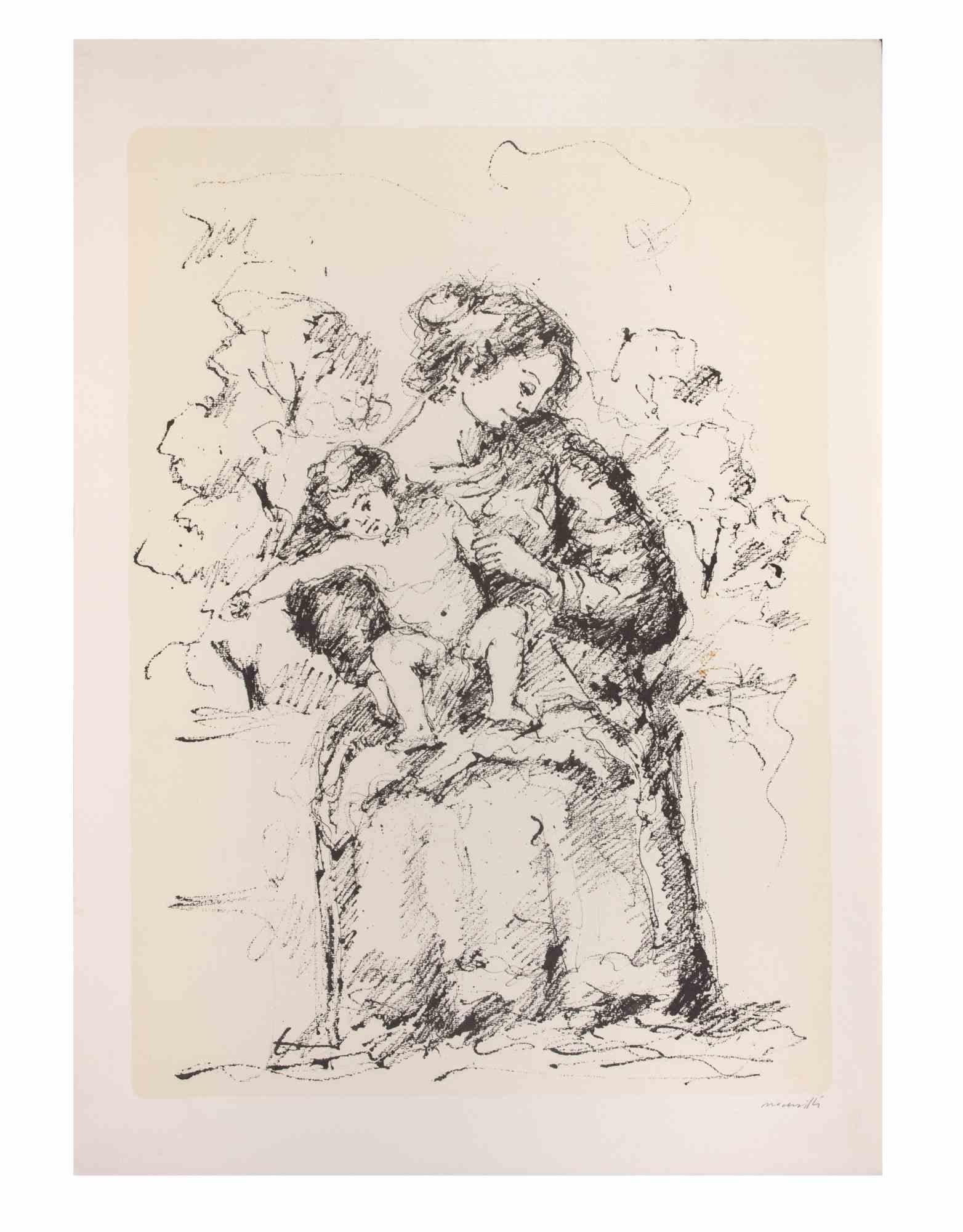 Black and white iithograph realized by Franco Marzilli.
Hand signed in pencil.

Edition of 100.

Not numbered.