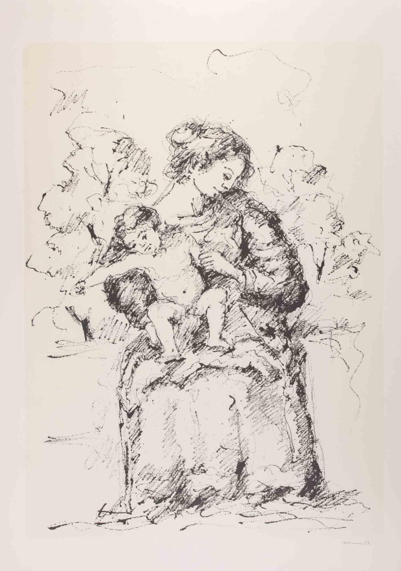 Mother and Child - Lithograph by Franco Marzilli - 1980s