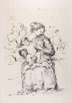 Mother and Child - Lithograph by Franco Marzilli - 1980s