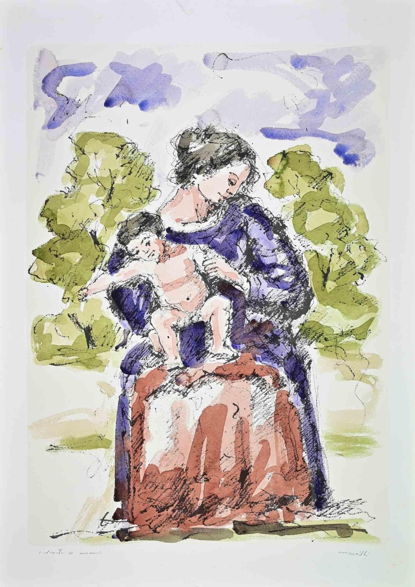 Lithographie sur papier, coloriée à la main.

Signé à la main au crayon.

Non numéroté.

Très bon état.