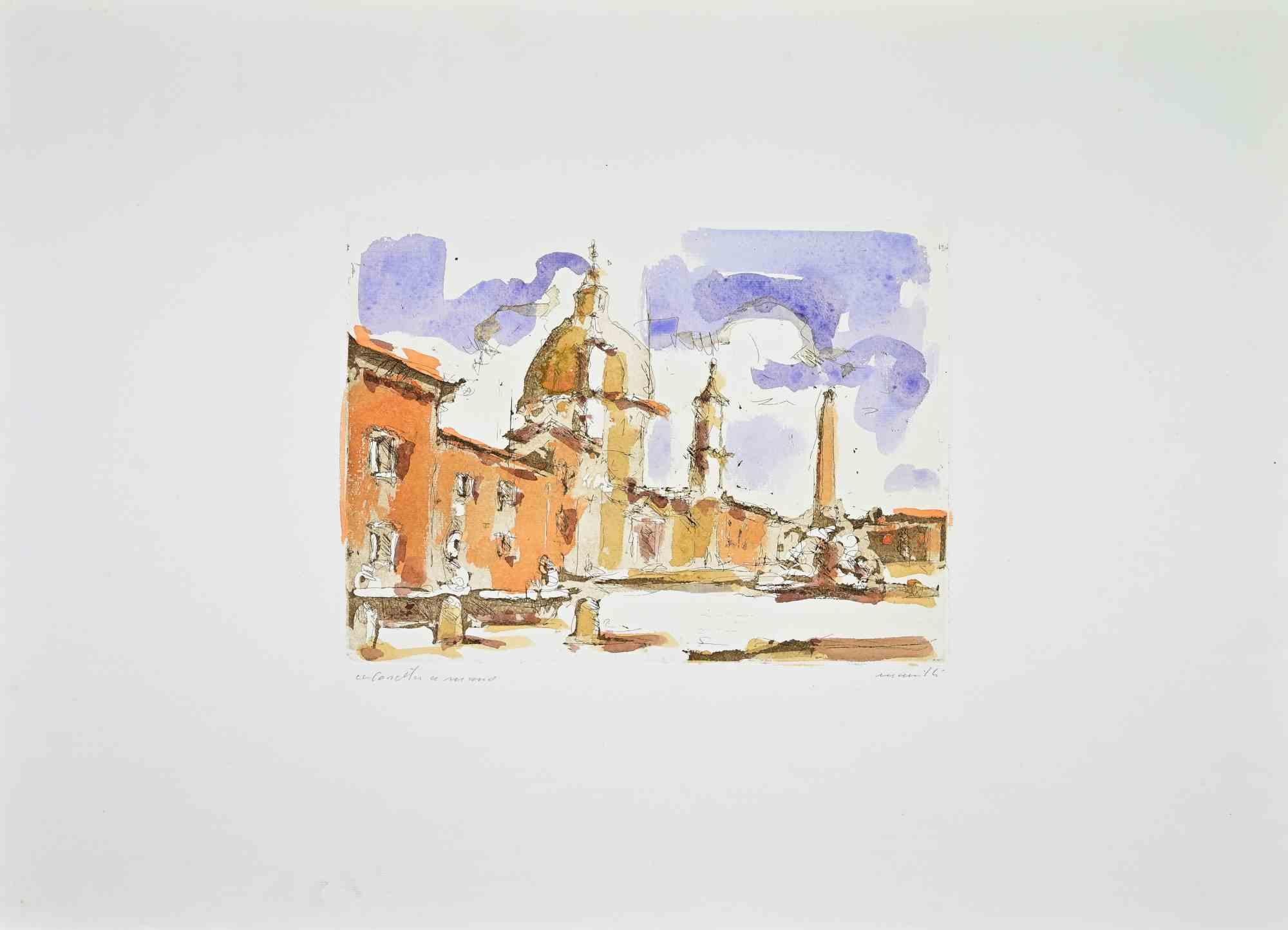 Etching hand colored realized by Franco Marzilli. 

Hand signed in pencil. Artist Proof.

Very good condition.

