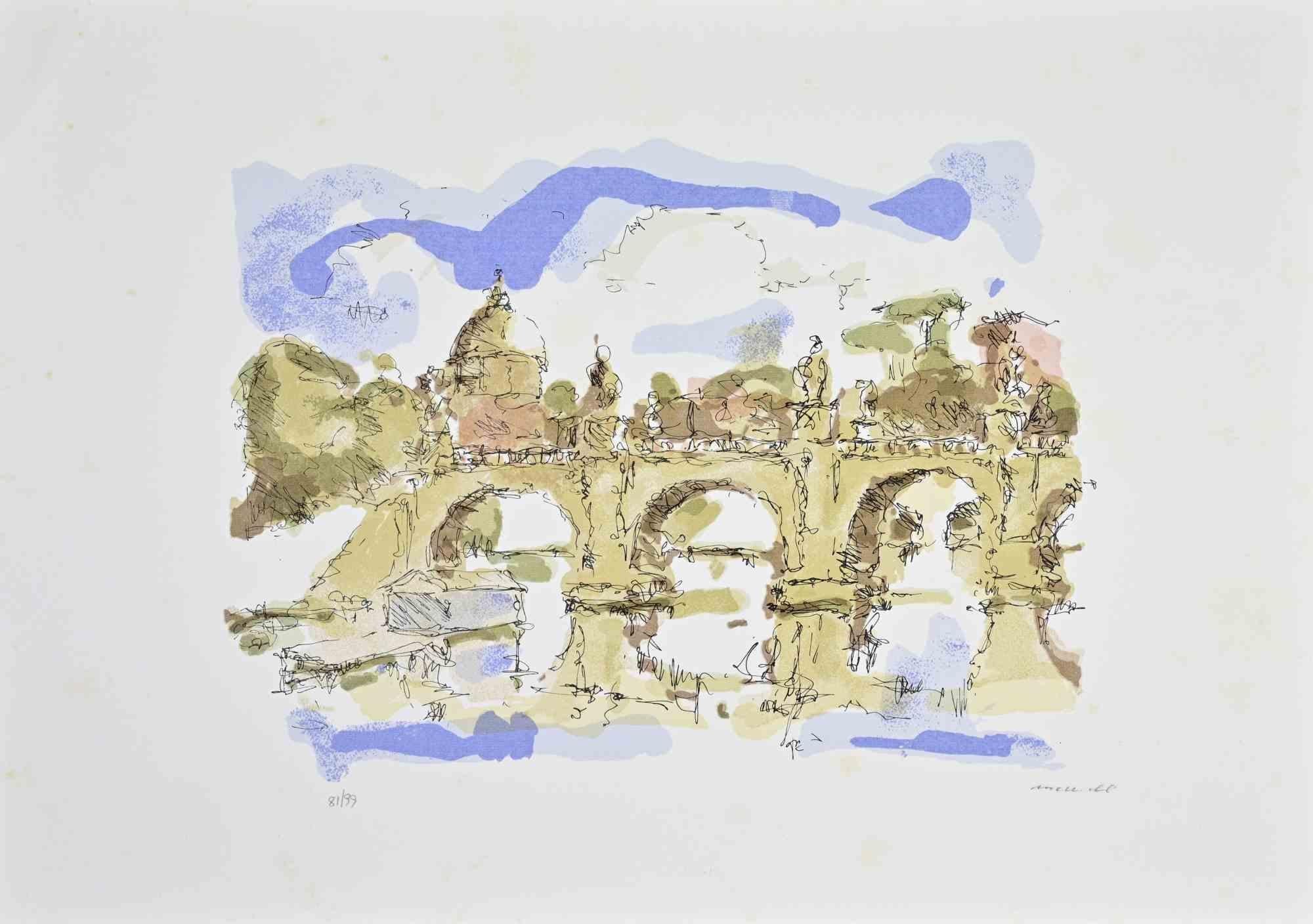 Etching hand colored realized by Franco Marzilli. 

Hand signed and numbered. Edition of 81/99

Very Good condition.

This delicate etching by Italian artist Franco Marzilli captures the lyricism of the Mediterranean landscape with refined