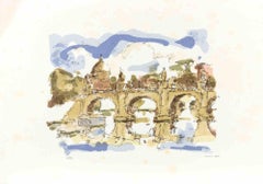 View of Saint Peter (Rome) - Lithograph by Franco Marzilli - 1980s