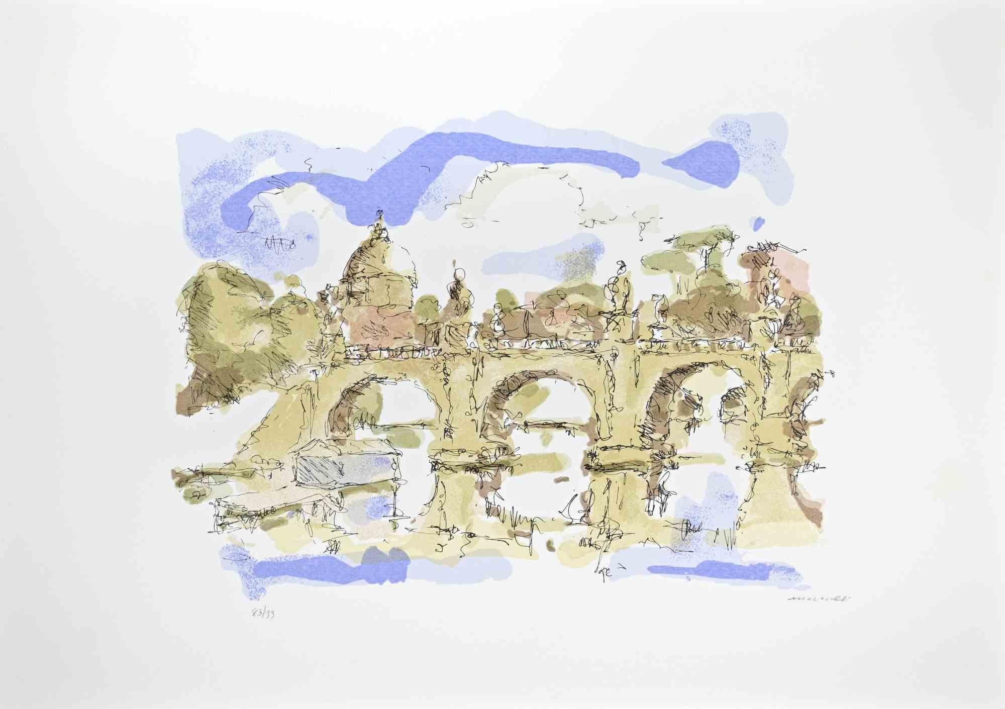 Etching hand colored realized by Franco Marzilli. 

Hand signed and numbered. Edition of 83/99

Very Good condition.

This delicate etching by Italian artist Franco Marzilli captures the lyricism of the Mediterranean landscape with refined