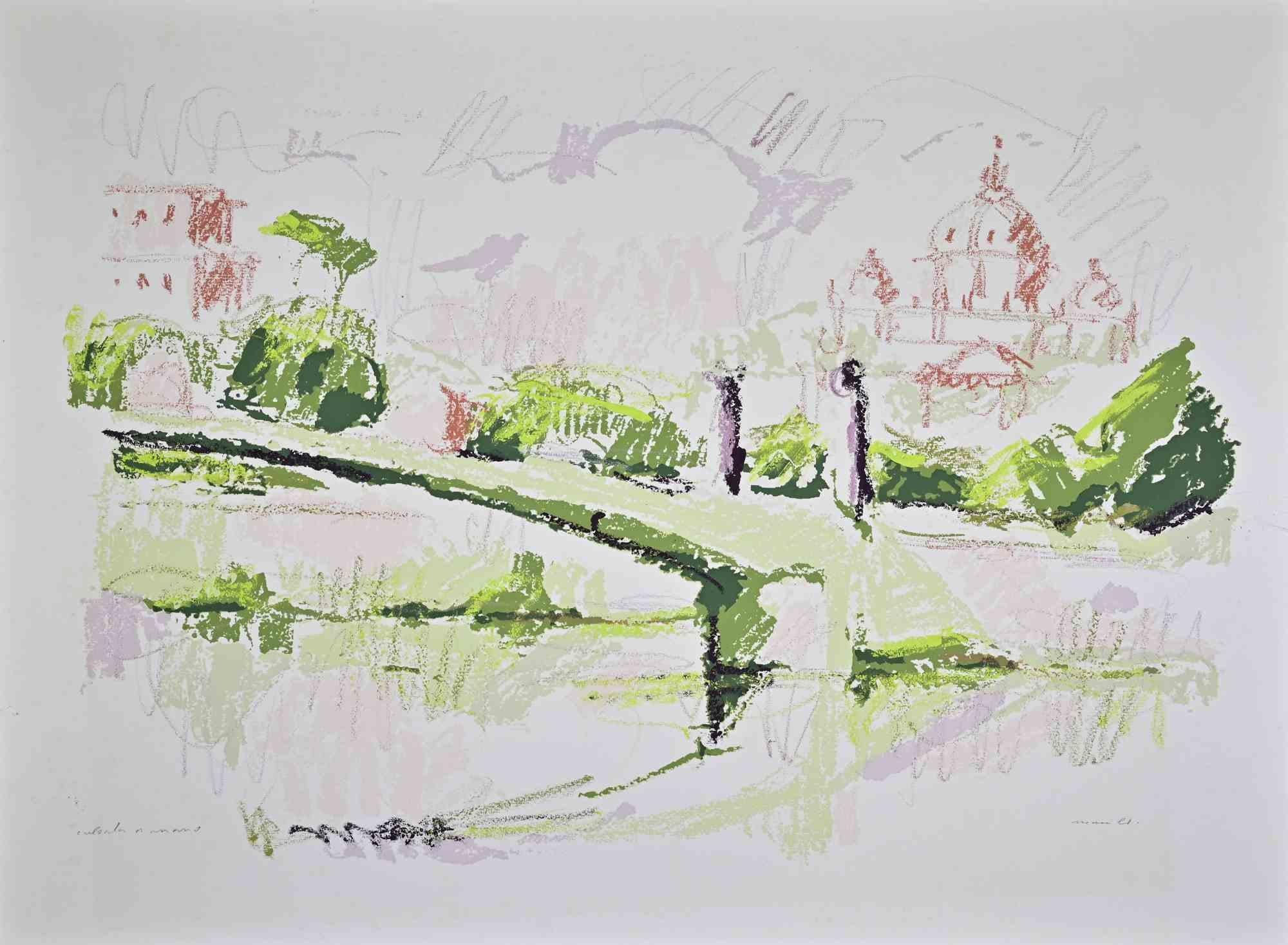 View of the Vatican, Rome - Lithograph by Franco Marzilli - 1990s