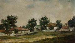 Franco Matania (1922-2006) - Fine 20th Century Oil, Cottages by a Field