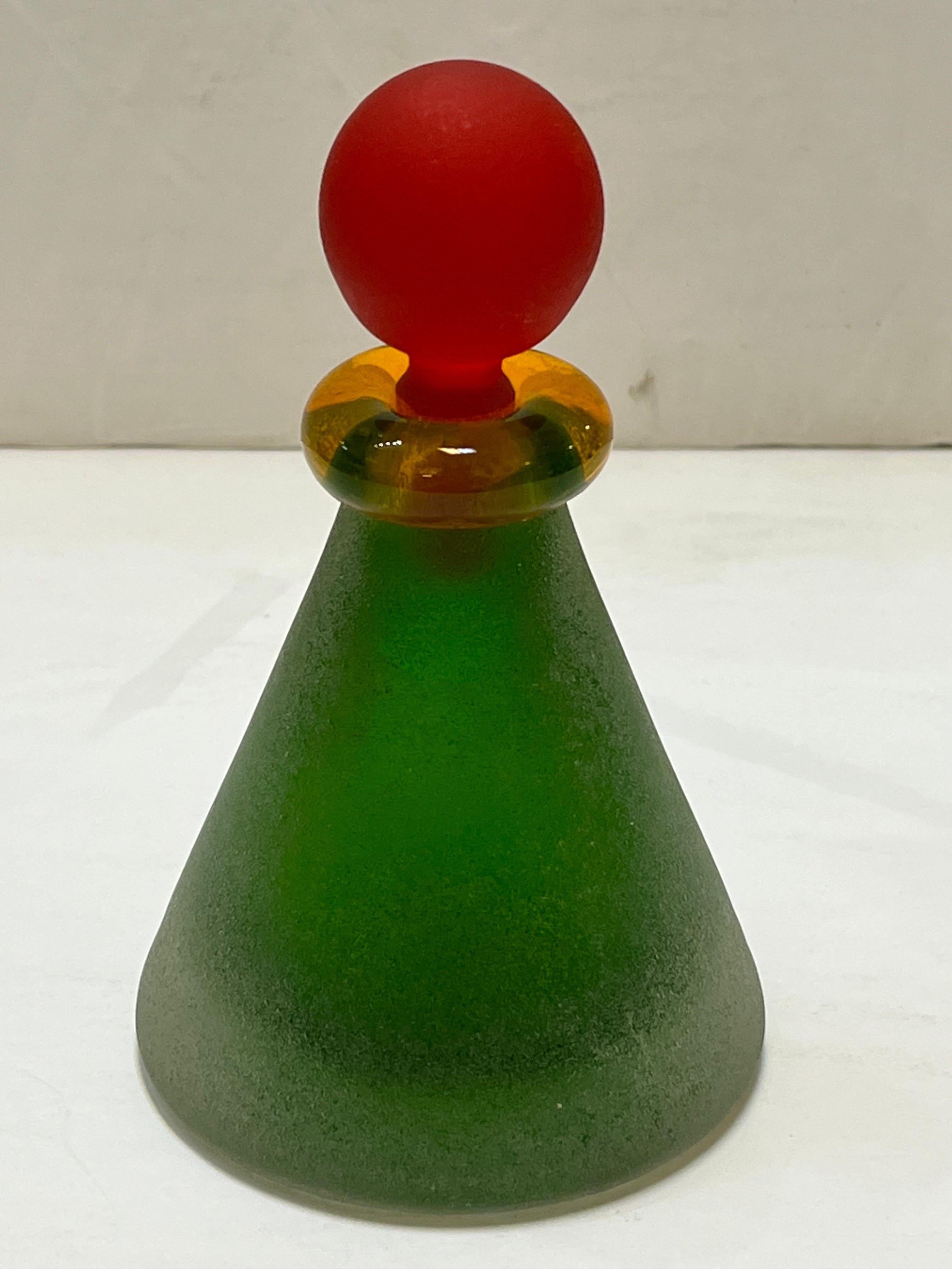 Italian Franco Moretti circa 1980's 1990's Scavo Memphis Style Glass Perfume Bottle