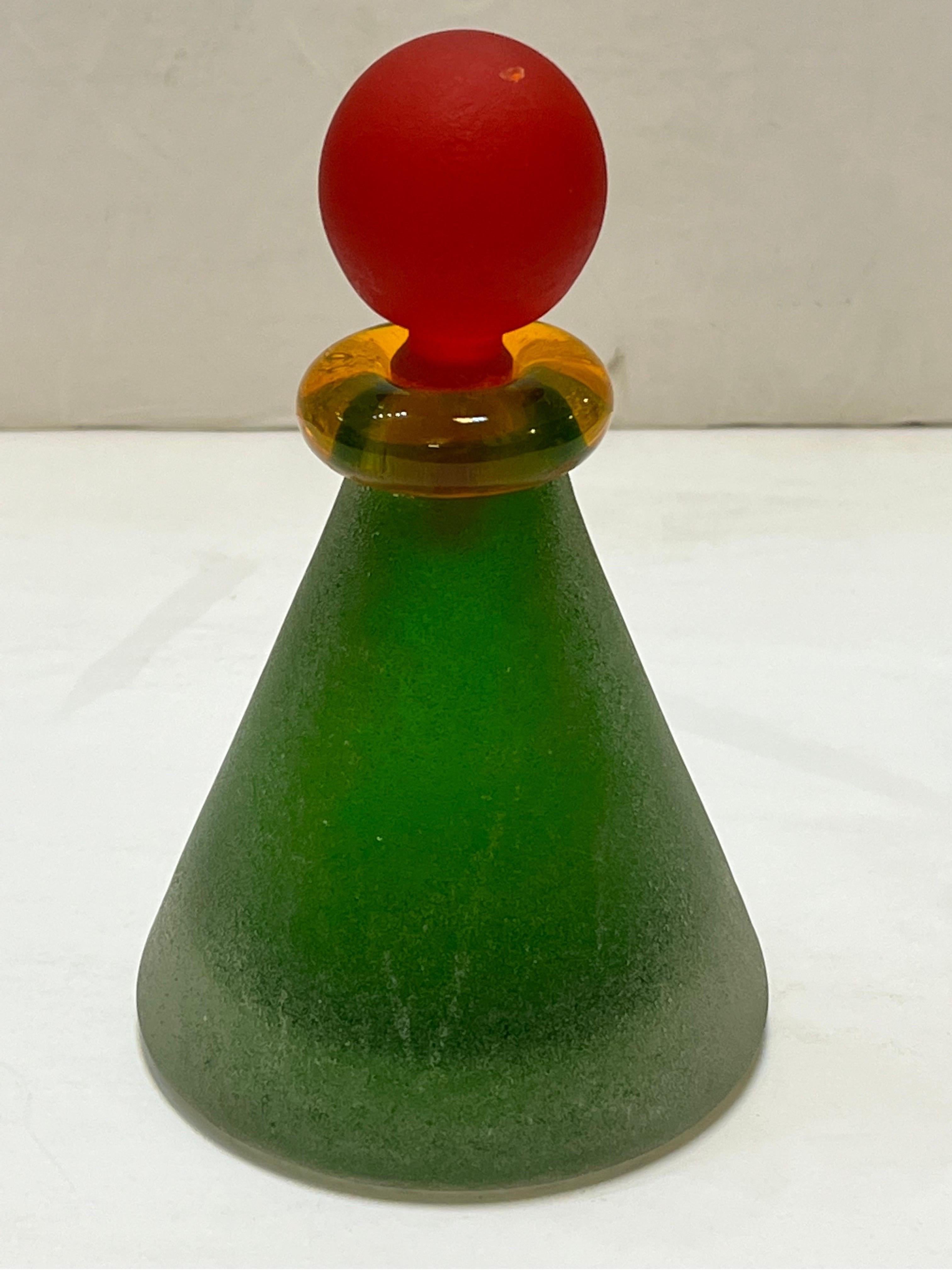 Hand-Crafted Franco Moretti circa 1980's 1990's Scavo Memphis Style Glass Perfume Bottle