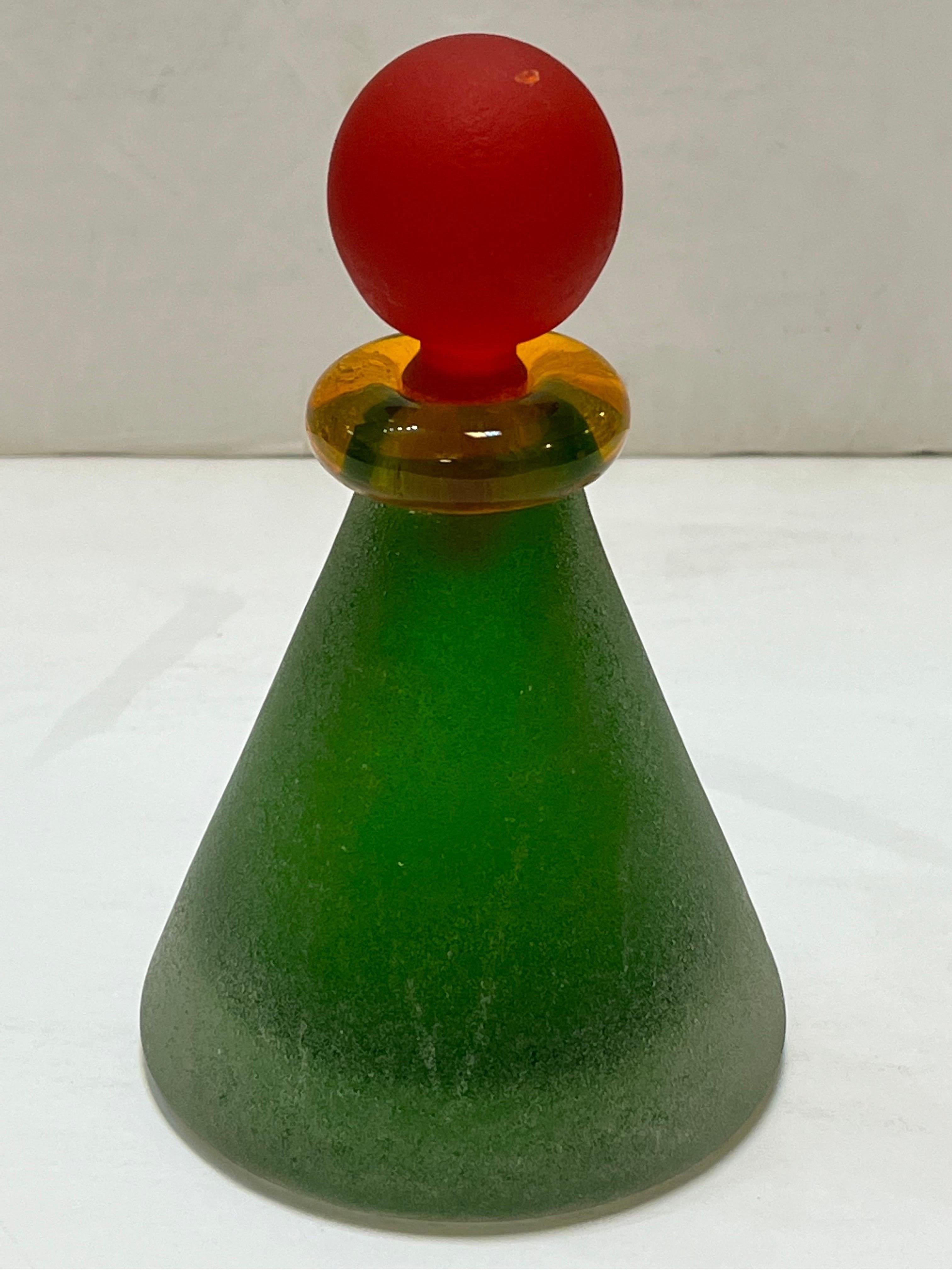 Franco Moretti circa 1980's 1990's Scavo Memphis Style Glass Perfume Bottle In Fair Condition In Atlanta, GA