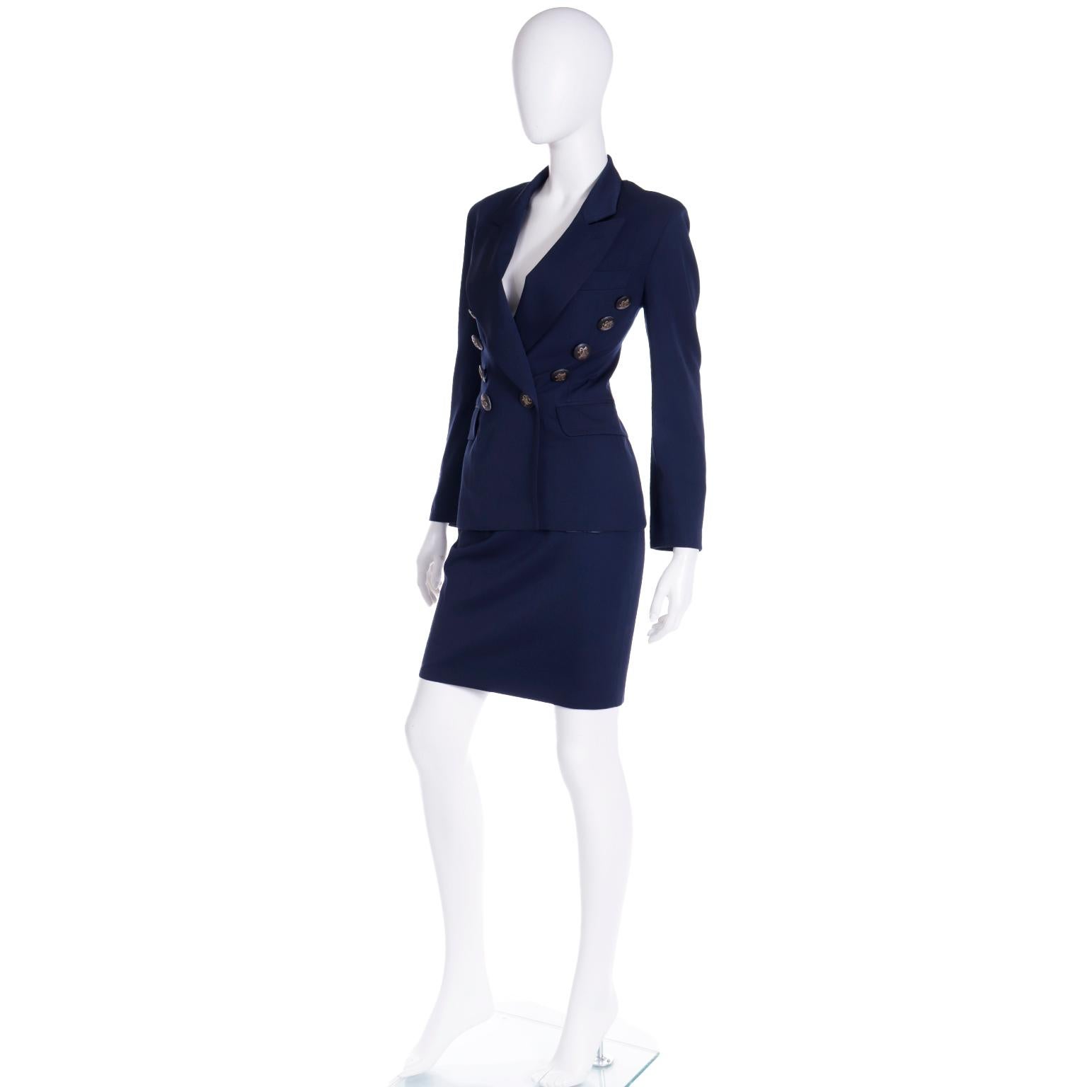 Women's Franco Moschino 1990s Moschino Couture! Skirt Jacket Suit w Hermes Spoof Buttons For Sale