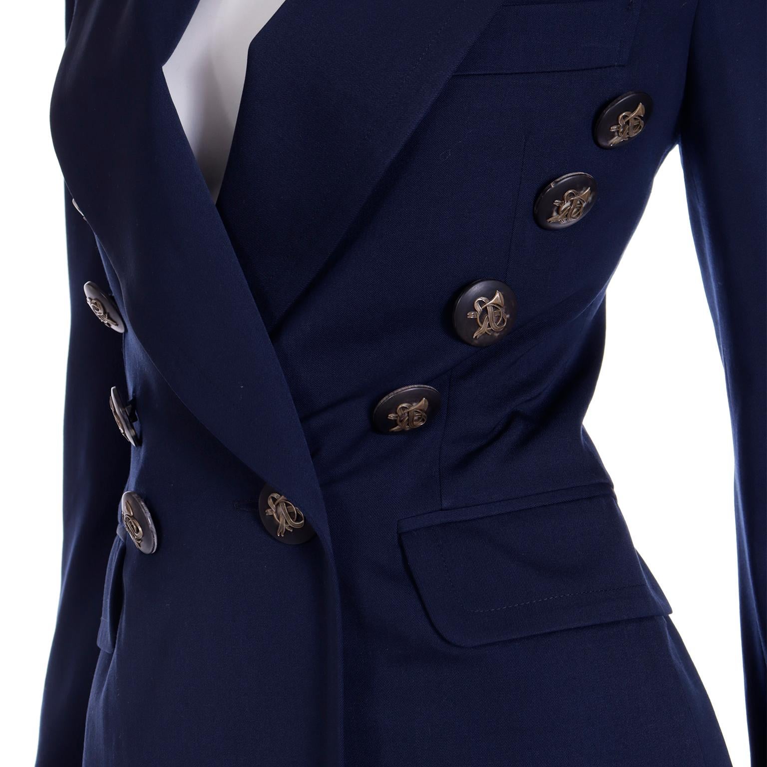 Franco Moschino 1990s Moschino Couture! Skirt Jacket Suit w Hermes Spoof Buttons For Sale 1