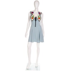 Franco Moschino 1990s Sleeveless Blue Butterfly Collar Dress