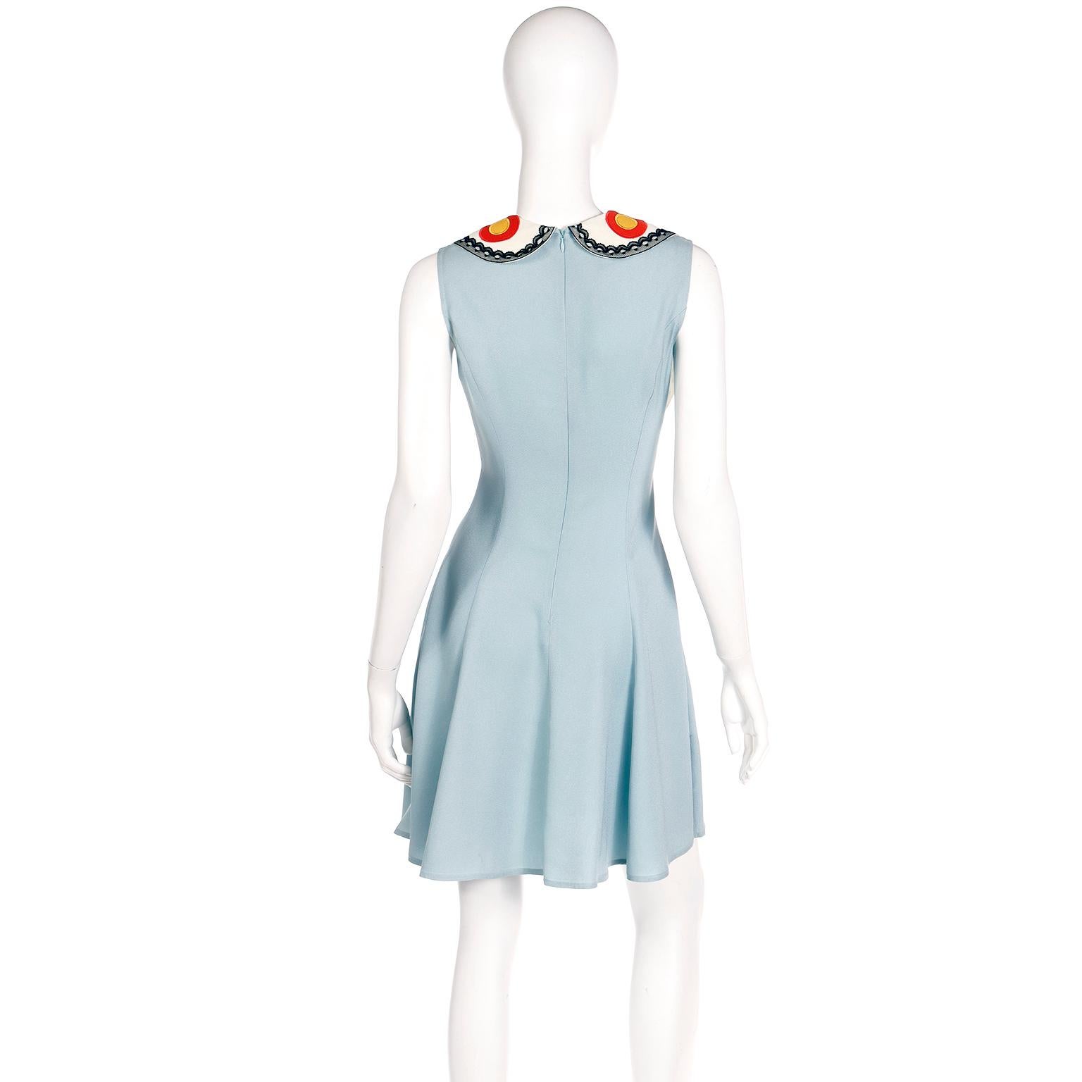 Franco Moschino 1990s Sleeveless Blue Butterfly Collar Dress In Excellent Condition In Portland, OR