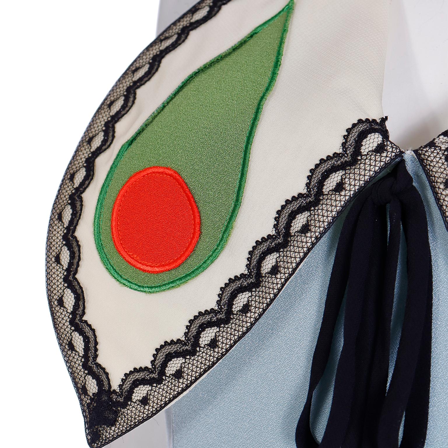 Franco Moschino 1990s Sleeveless Blue Butterfly Collar Dress 2