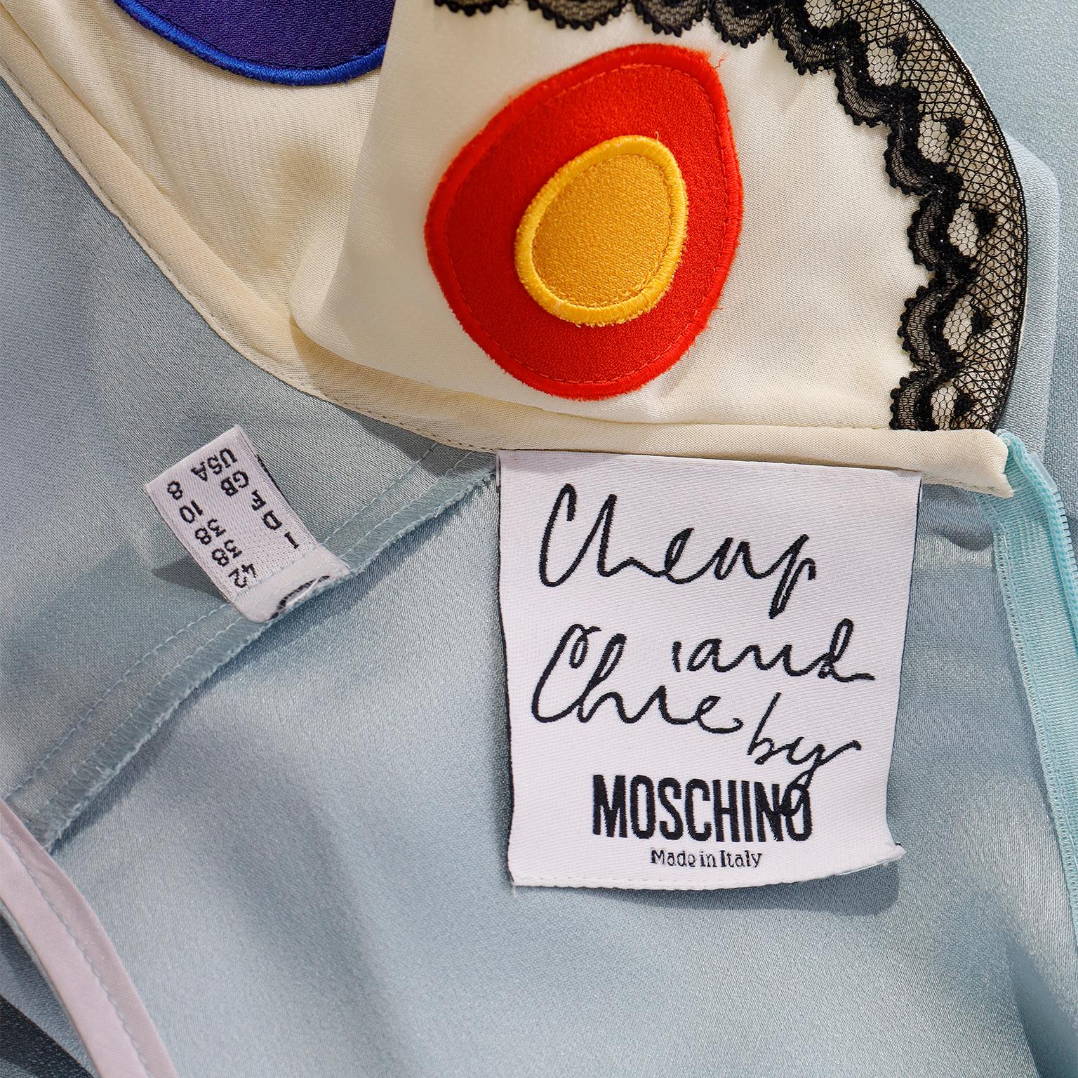 Franco Moschino 1990s Sleeveless Blue Butterfly Collar Dress 3