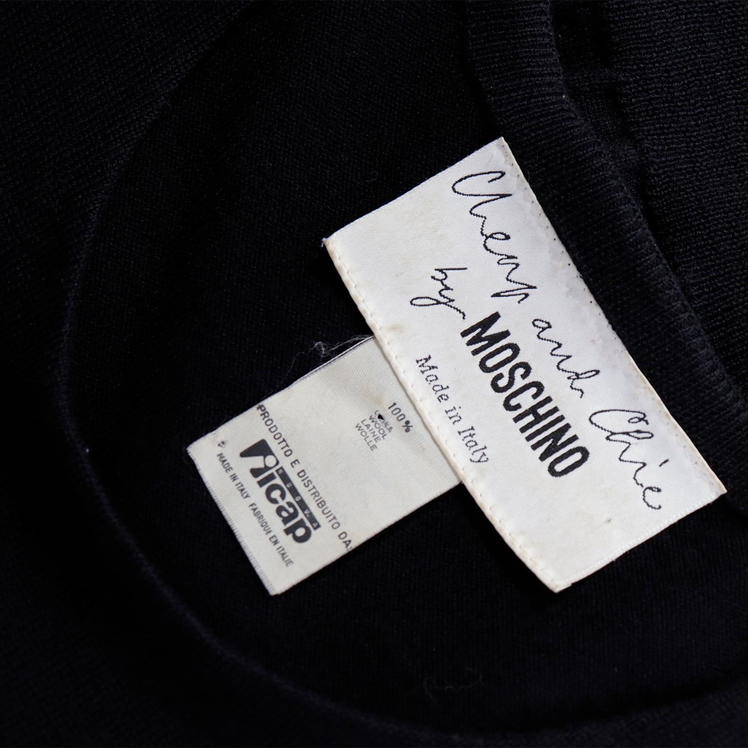 Franco Moschino 1990s Vintage Black Knit Sleeveless Top w Red Heart & Buttons For Sale 3