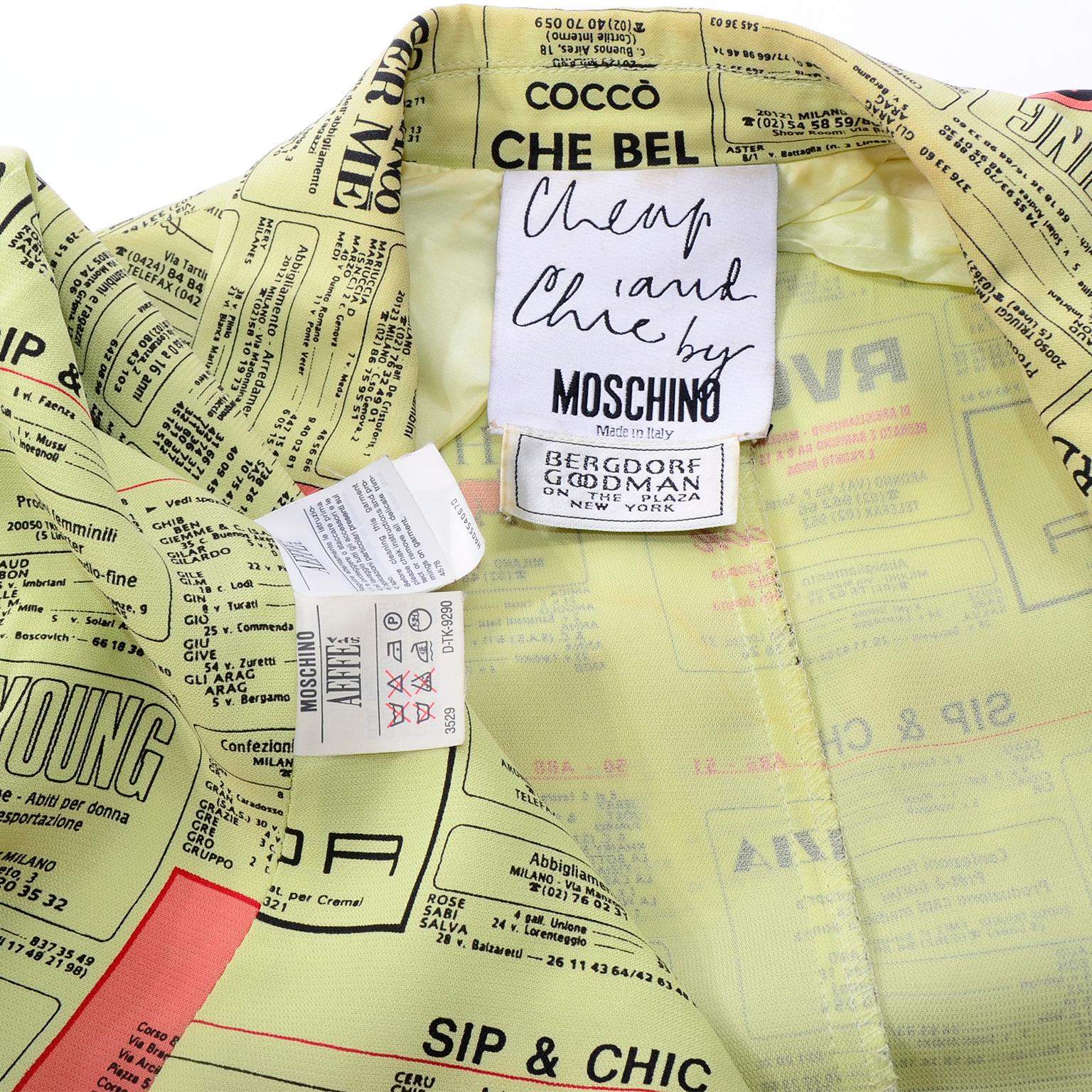 Franco Moschino 1990s Yellow Pages Blazer Jacket W Spoofs on Designer Labels 7