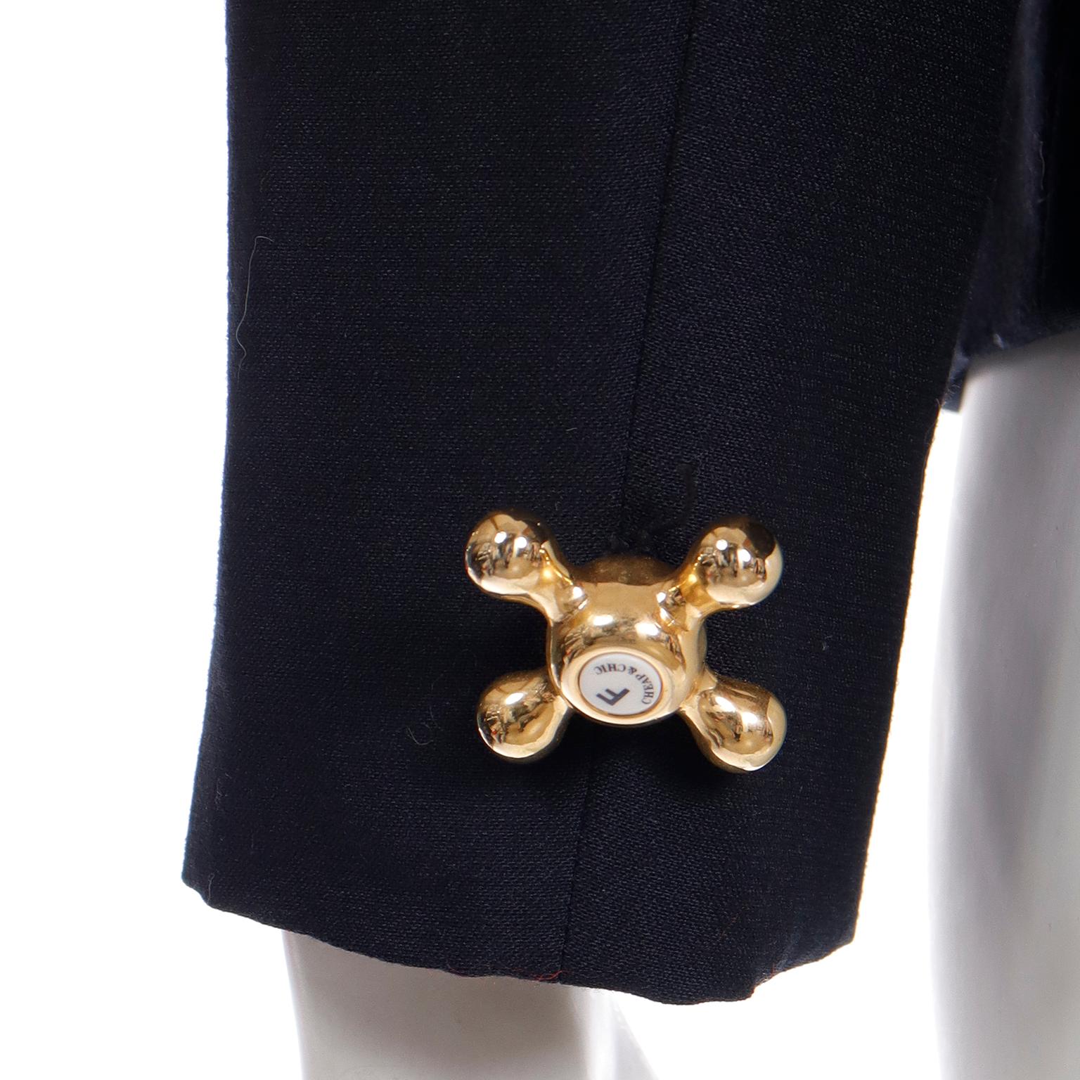 Franco Moschino Black Jacket With Water Faucet Handle Buttons 6