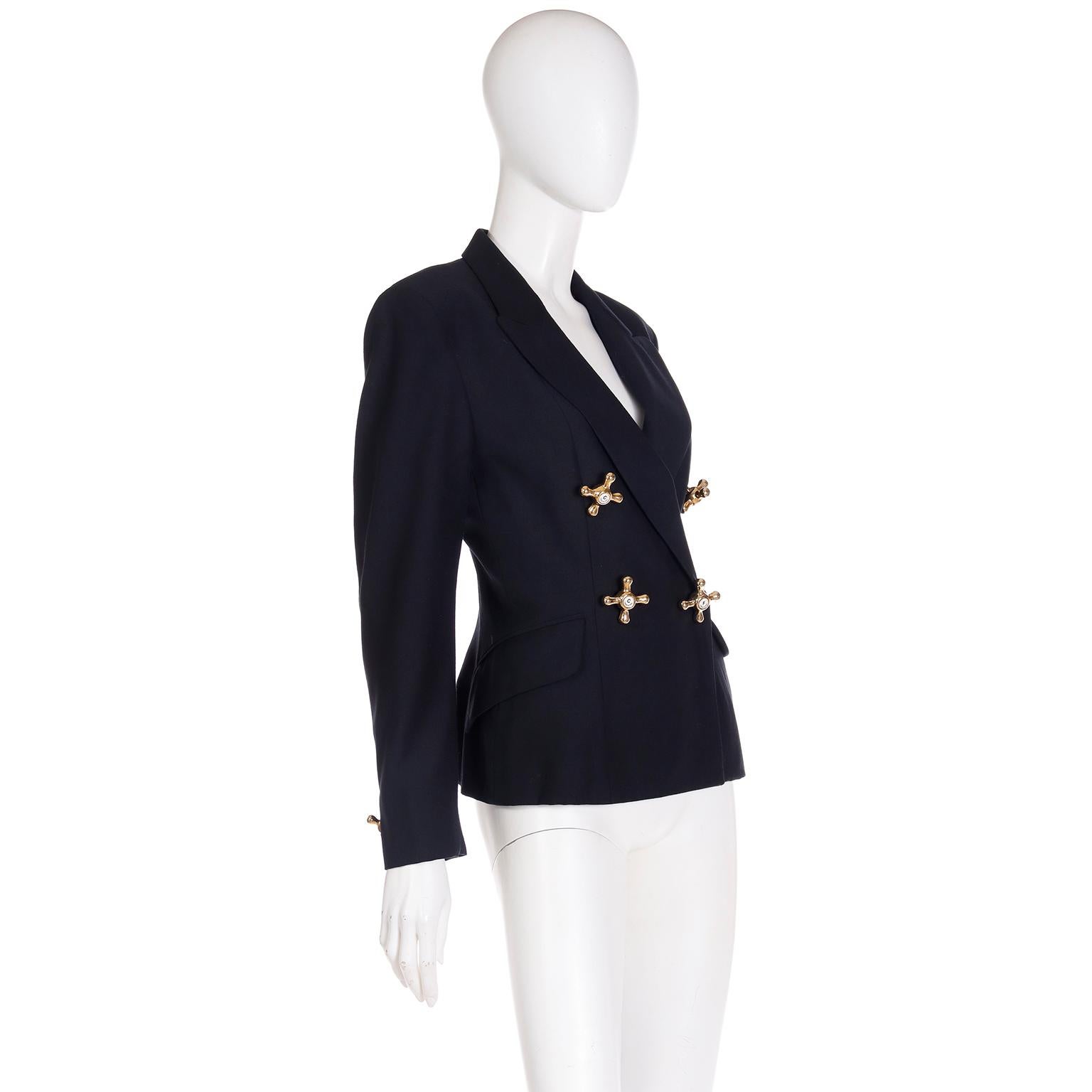 Women's Franco Moschino Black Jacket With Water Faucet Handle Buttons
