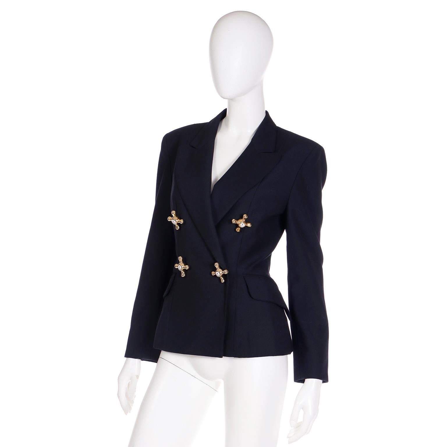 Franco Moschino Black Jacket With Water Faucet Handle Buttons 2