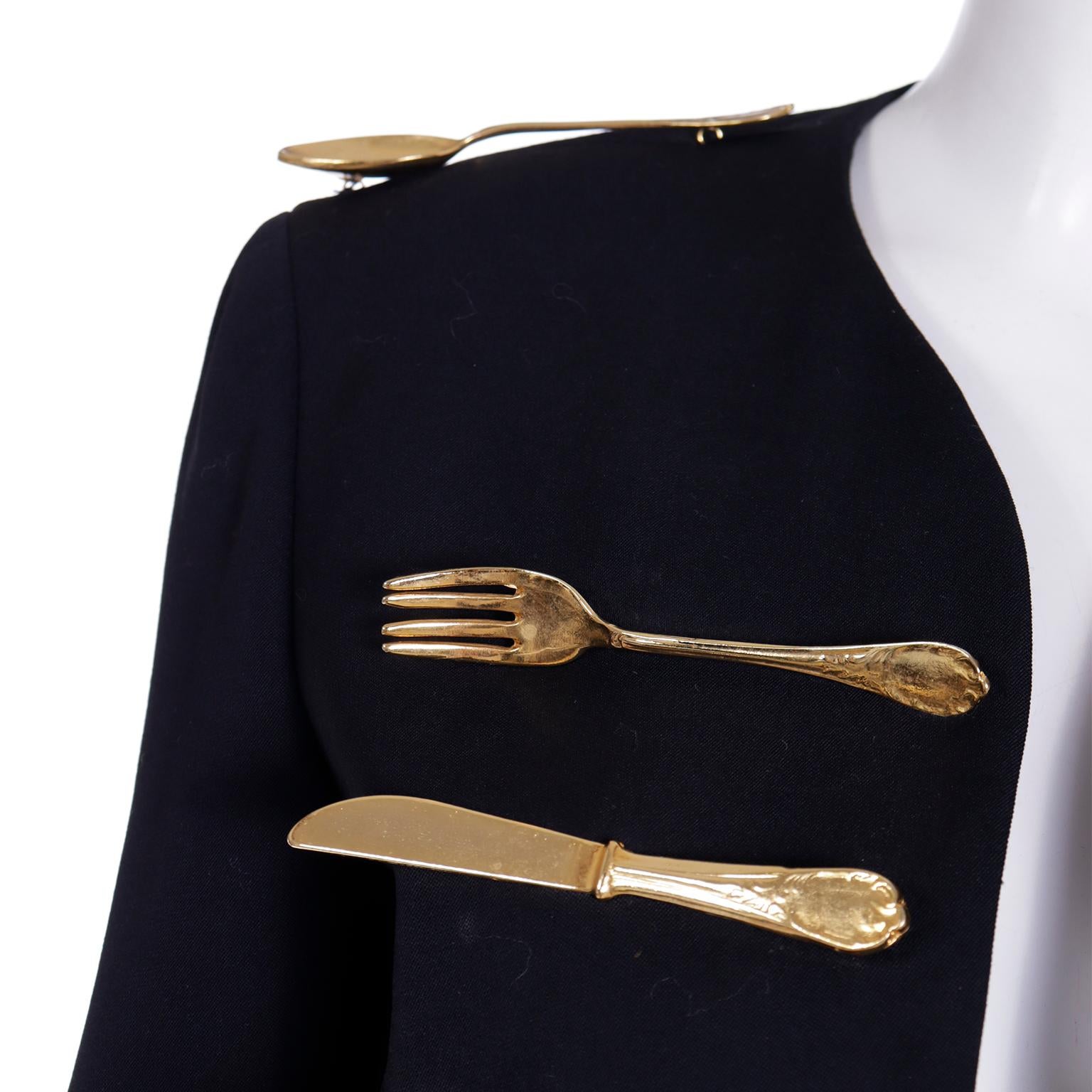 Franco Moschino Couture Dinner Suit Vintage Forks Knives & Spoons Skirt & Jacket 7