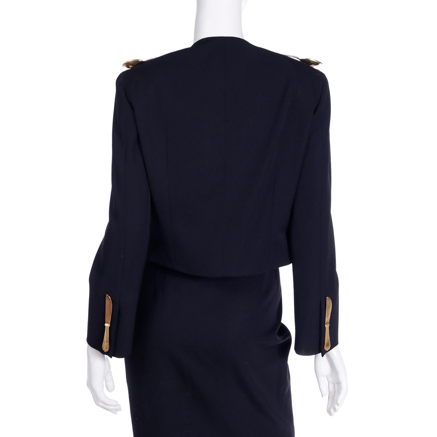 Franco Moschino Couture Dinner Suit Vintage Forks Knives & Spoons Skirt & Jacket 10