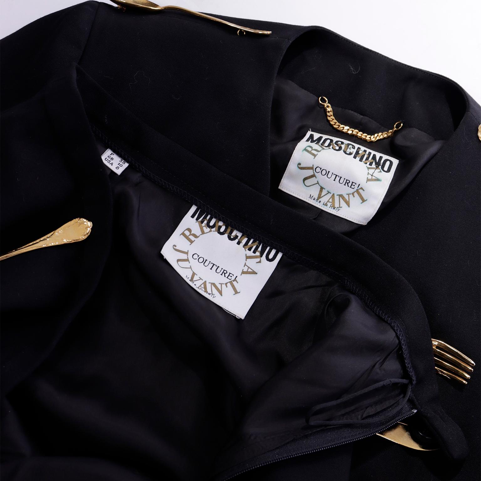 Franco Moschino Couture Dinner Suit Vintage Forks Knives & Spoons Skirt & Jacket 11