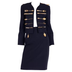Franco Moschino Couture Dinner Suit Vintage Forks Knives & Spoons Skirt & Jacket