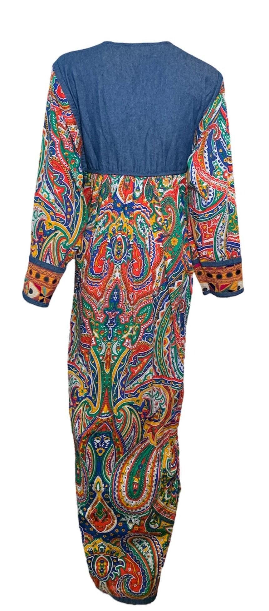 Marrone Franco Moschino Runway Couture Abito Kaftano Ricamato Paisley, 1994 in vendita