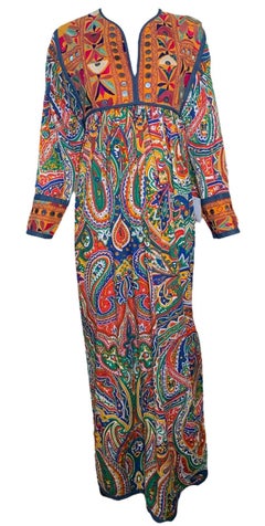 Franco Moschino Runway Couture Besticktes Paisley-Kaftankleid, 1994