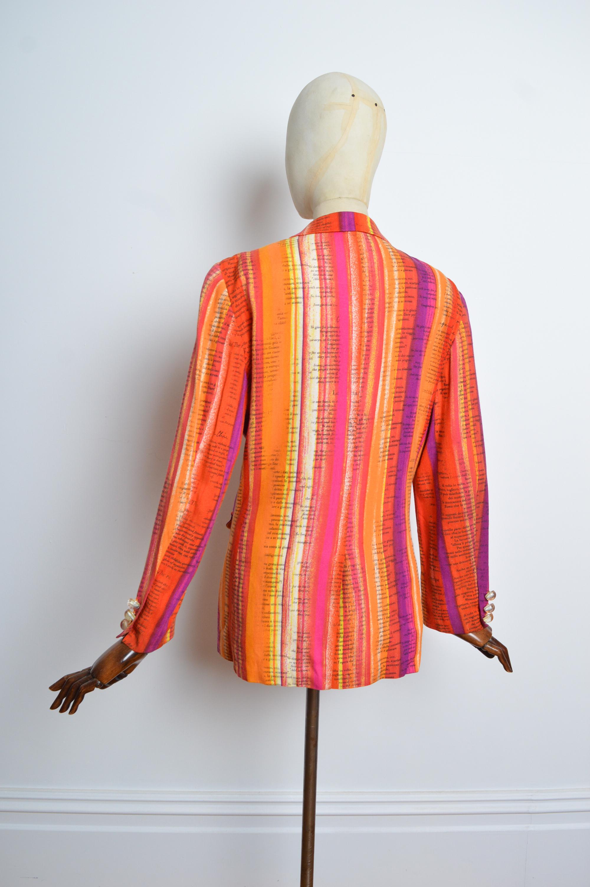 Franco Moschino Sunset Ombré paint stroke newspaper print Blazer - Jacket For Sale 8