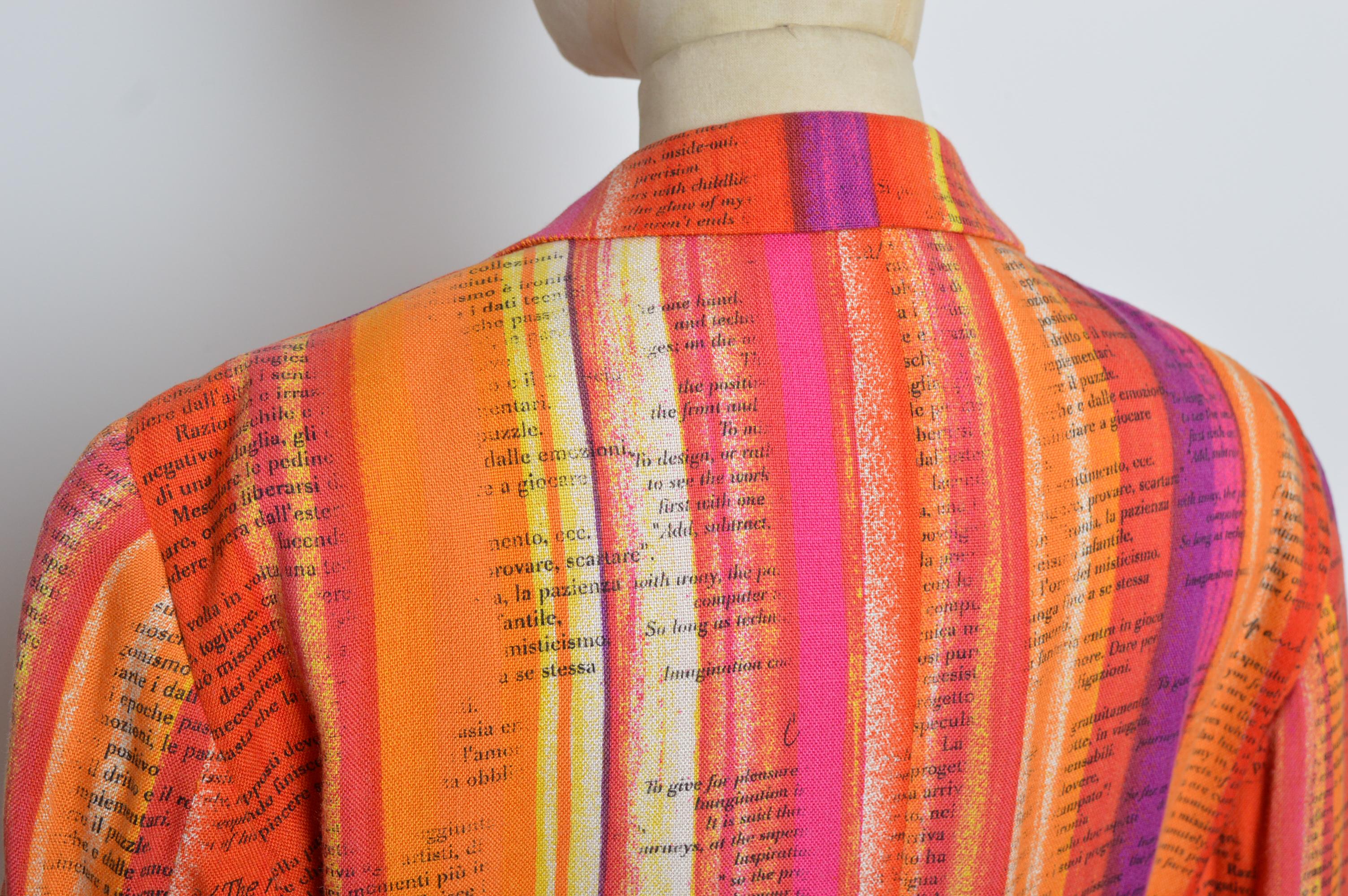 Franco Moschino Sunset Ombré paint stroke newspaper print Blazer - Jacket For Sale 9
