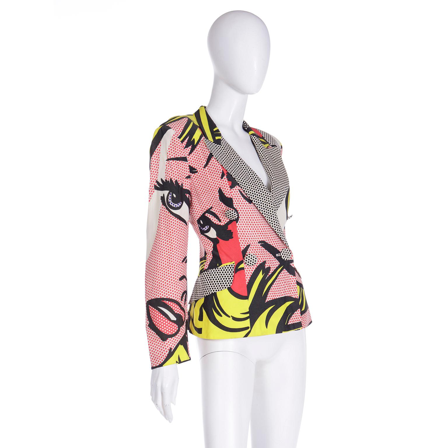 Franco Moschino Vintage 1991 Roy Lichtenstein Pop Art Inspired Jacket In Good Condition In Portland, OR