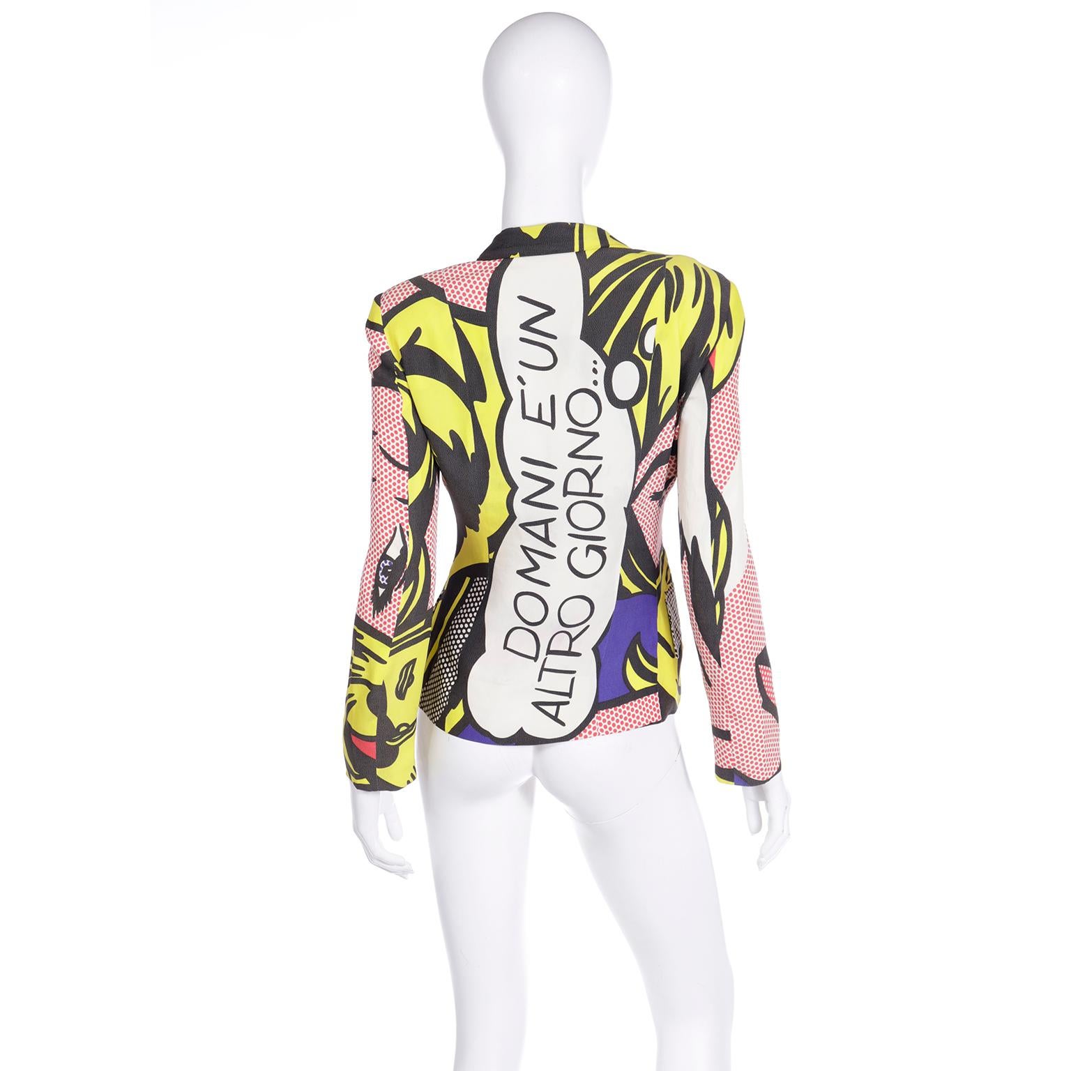Women's Franco Moschino Vintage 1991 Roy Lichtenstein Pop Art Inspired Jacket