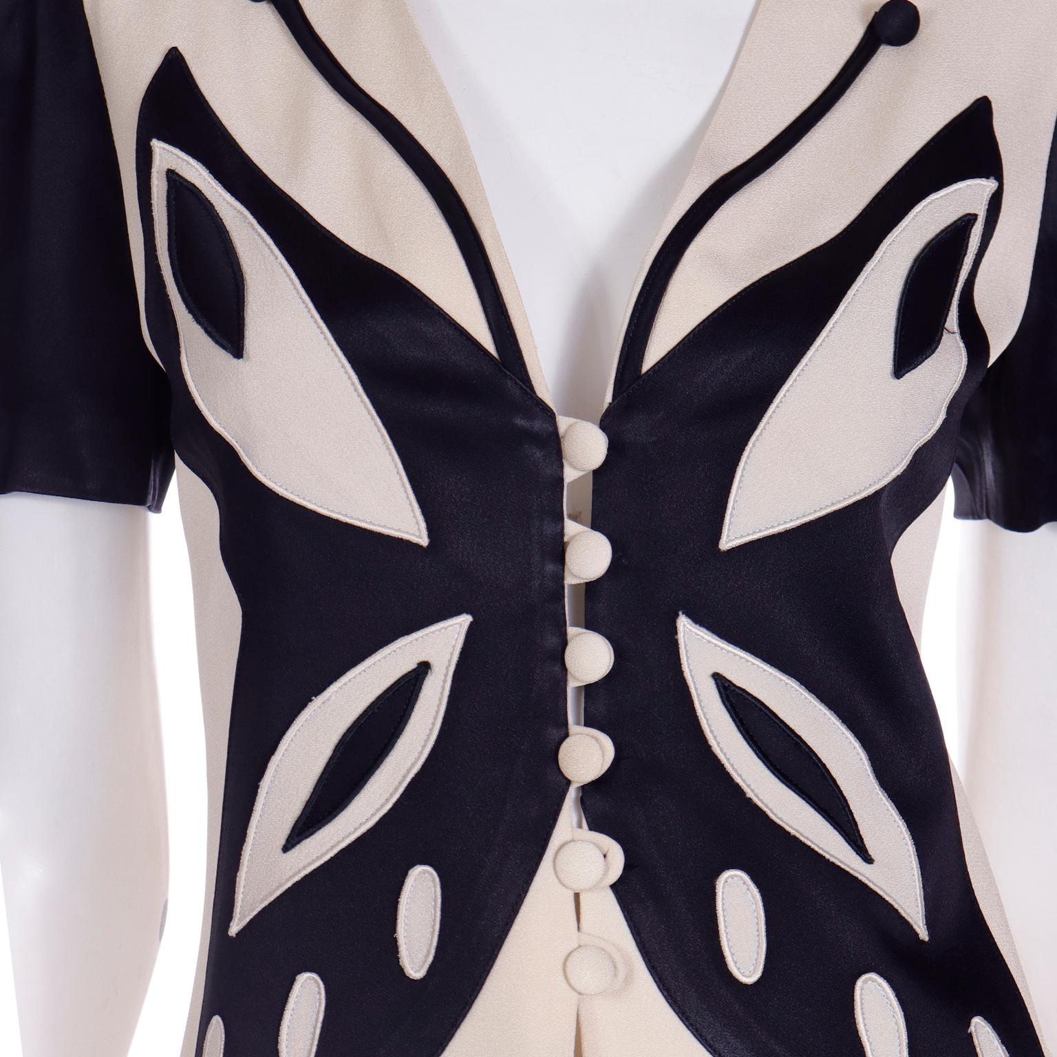 Franco Moschino Vintage Butterfly Applique Short Sleeve Jacket or Top For Sale 1